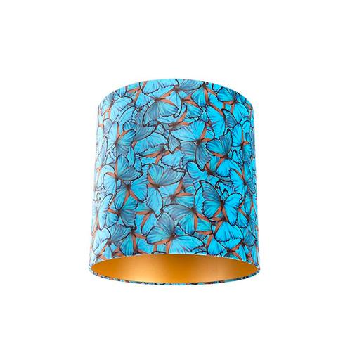 Velours lampenkap vlinder dessin 40/40/40 gouden binnenkant, Huis en Inrichting, Lampen | Lampenkappen, 25 tot 50 cm, Overige vormen