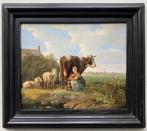 Albertus Verhoesen (1806-1881) - Melkende boerin in