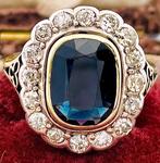 Ring - 18 karaat Geel goud Saffier - Diamant, Nieuw