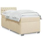 vidaXL Boxspring met matras stof crèmekleurig 90x200 cm, Huis en Inrichting, Slaapkamer | Bedden, 90 cm, Eenpersoons, Verzenden