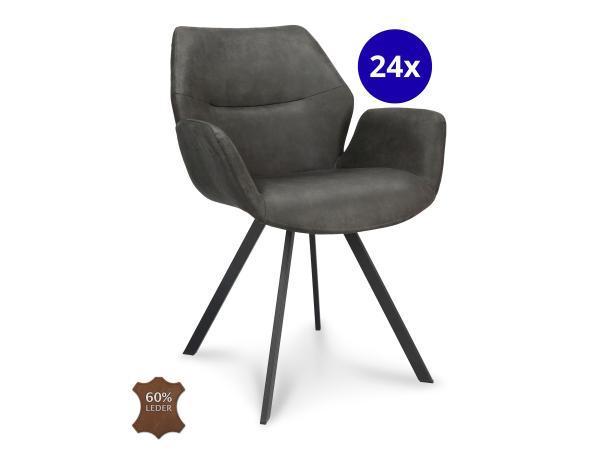 Veiling - Eetkamerstoel Vini (set van 24) microleder - antra, Huis en Inrichting, Stoelen