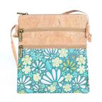Kurk schoudertas - Bloemenprint Blauwgroen, Ophalen of Verzenden, Nieuw