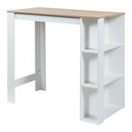Bartafel Danderyd met 3 planken 120x60x105,5 cm wit en eiken, Huis en Inrichting, Verzenden, Nieuw