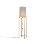 Landelijke vloerlamp hout met grijze kap - Lengi, Huis en Inrichting, Nieuw, Overige materialen, Landelijk, 100 tot 150 cm