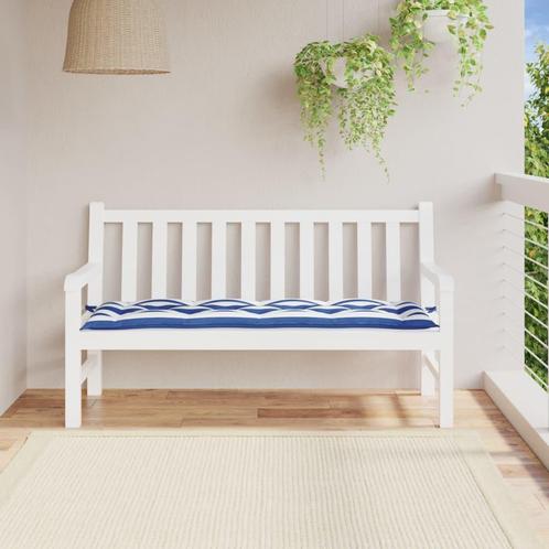 vidaXL Tuinbankkussen 150x50x7cm stof gestreept wit en blauw, Huis en Inrichting, Woonaccessoires | Kussens, Nieuw, Verzenden