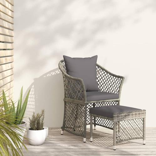 vidaXL 2-delige Loungeset met kussens poly rattan grijs, Tuin en Terras, Tuinsets en Loungesets, Loungeset, Nieuw, 2 zitplaatsen