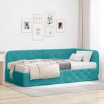 vidaXL Hoekbedframe met matras Turquoise 90 x 200 cm Fluweel, Huis en Inrichting, Verzenden, Nieuw, Stof