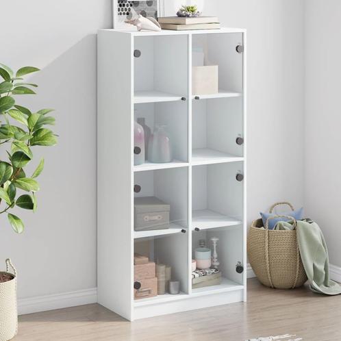 vidaXL buffetkast met deuren 68x37x142 cm bewerkt hout wit, Huis en Inrichting, Kasten | Buffetkasten, 50 tot 75 cm, Nieuw, Overige houtsoorten
