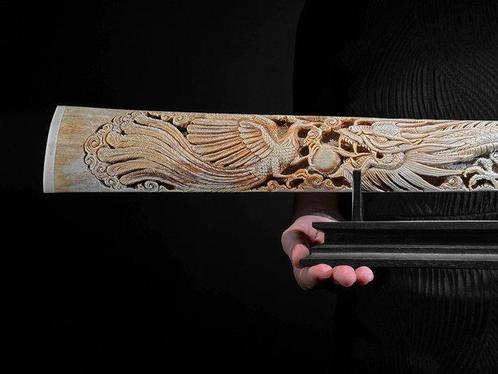 GEEN RESERVEPRIJS - Grote, gepatineerde, handgesneden, Antiek en Kunst, Kunst | Designobjecten