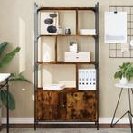 vidaXL Boekenkast met deuren 76,5x30x154,5 cm hout gerookt, Verzenden, Nieuw, 50 tot 100 cm, 150 tot 200 cm