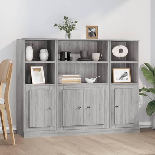 vidaXL buffetkasten 3 st bewerkt hout grijs sonoma, Huis en Inrichting, Kasten | Buffetkasten, Nieuw, Overige houtsoorten, Verzenden