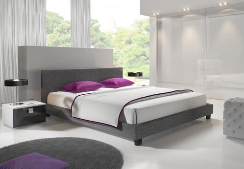 Meubella Tweepersoonsbed George 160x200 cm grijs stof, Huis en Inrichting, Slaapkamer | Bedden, 160 cm, 200 cm, Tweepersoons, Nieuw