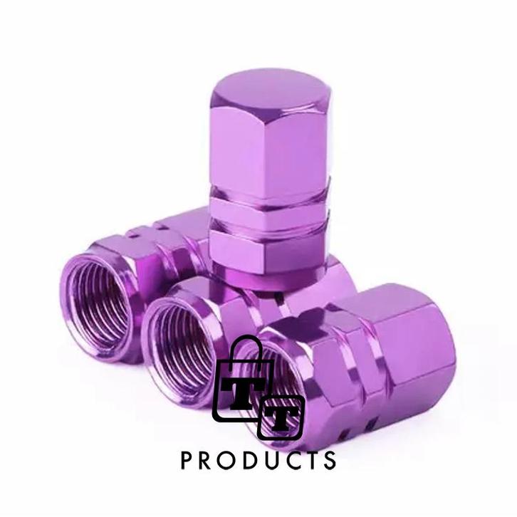 TT-products ventieldopppen hexagon purple aluminium 4 stuks, Auto diversen, Auto-accessoires, Ophalen of Verzenden