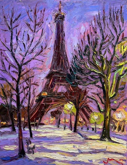 Ludovic Labbé - Paris, la neige, Antiek en Kunst, Kunst | Schilderijen | Modern