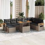 vidaXL 9-delige Loungeset met kussens poly rattan acacia, Meer dan 8 zitplaatsen, Nieuw, Loungeset, Verzenden