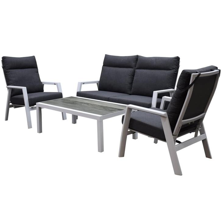 Vegas stoel bank loungeset 4 delig verstelbaar aluminium wit, Tuin en Terras, Tuinsets en Loungesets, Nieuw, Aluminium, Ophalen of Verzenden