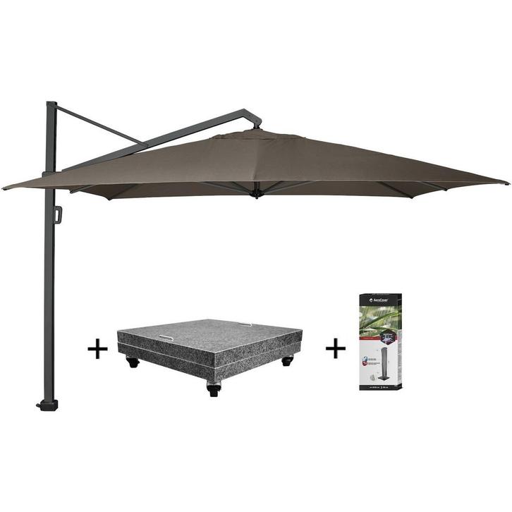 Icon premium zweefparasol 400x300 cm havanna met 150 KG, Tuin en Terras, Parasols, Nieuw, Ophalen of Verzenden