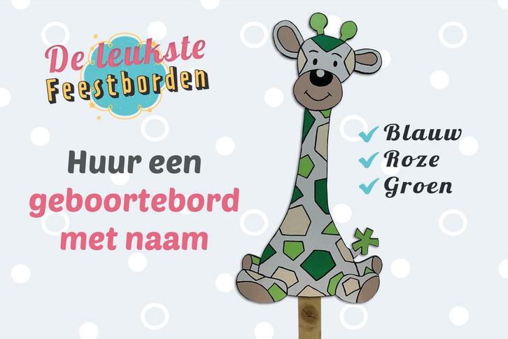Geboortebord Giraf groen geboorteborden huren jongen, meisje, Kinderen en Baby's, Kraamcadeaus en Geboorteborden, Geboortebord