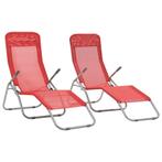 vidaXL Ligbedden inklapbaar 2 st textileen rood, Tuin en Terras, Ligbedden, Verzenden, Nieuw