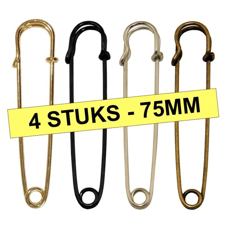 Fako Bijoux - Sierspeld / Sjaalspeld - Classic - 75mm - Set, Sieraden, Tassen en Uiterlijk, Broches, Verzenden