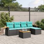vidaXL 6-delige Loungeset met kussens poly rattan zwart, Tuin en Terras, Tuinsets en Loungesets, Verzenden, Nieuw, Rotan, Loungeset