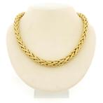18 Krt. Bicolor gouden vossenstaart schakel collier | 44 cm, Sieraden, Tassen en Uiterlijk, Ophalen of Verzenden, Gebruikt, Overige kleuren