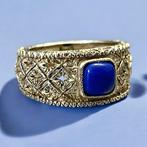 Ring - 18 karaat Geel goud Lapis lazuli, Sieraden, Tassen en Uiterlijk, Antieke sieraden