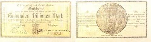 100 Million Mark Welt Crailsheim 1923 Notgeld f druckfris..., Postzegels en Munten, Munten | Europa | Niet-Euromunten, Verzenden