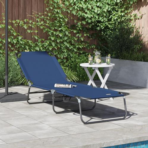 vidaXL Opvouwbaar Ligbed Draagbaar Blauw 600D Oxford Stof, Tuin en Terras, Ligbedden, Nieuw, Verzenden