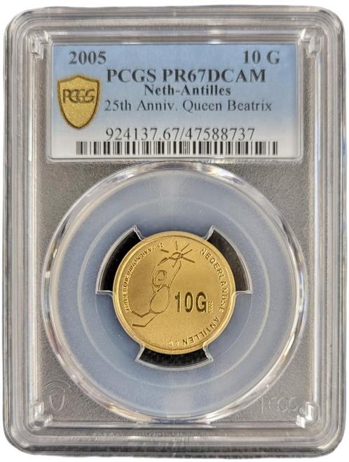 Nederlandse Antillen gouden 10 gulden 2005 Jubileum Beatrix, Postzegels en Munten, Munten | Nederland, Losse munt, 10 gulden, Koningin Beatrix
