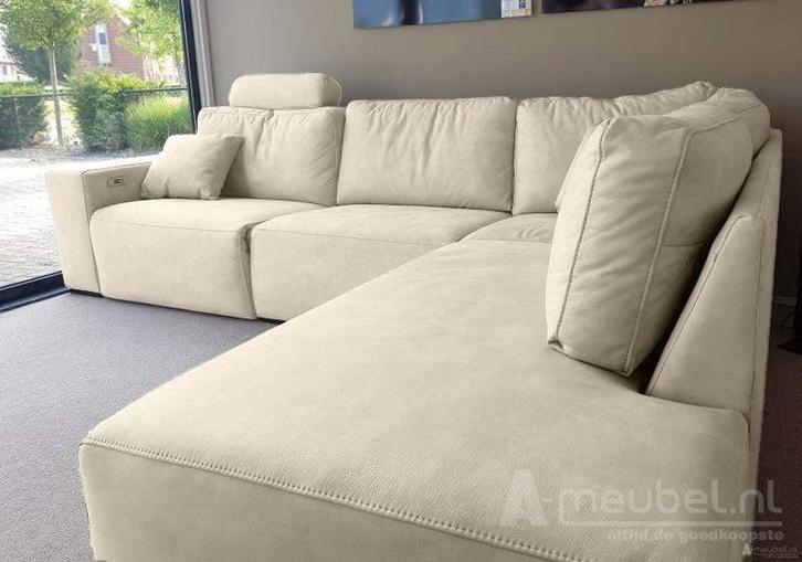 Loungebank Marle - hoekbanken - Creme, Huis en Inrichting, Banken | Sofa's en Chaises Longues, 150 cm of meer, Nieuw, 250 tot 300 cm