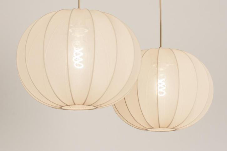 Rietveld Hanglampen - Beige, Zand - Stof, Metaal, Huis en Inrichting, Lampen | Hanglampen, Verzenden