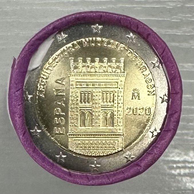 Spanje. 2 Euro 2020 Aragon (25 monnaies) en rouleau, Postzegels en Munten, Munten | Europa | Euromunten