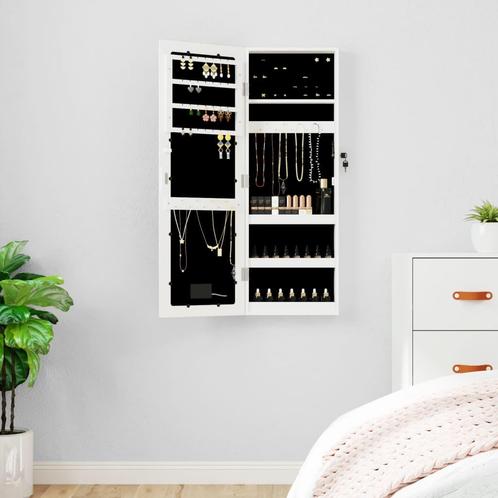 vidaXL Sieradenkast met spiegel en LED wandgemonteerd wit, Huis en Inrichting, Woonaccessoires | Spiegels, Nieuw, Verzenden