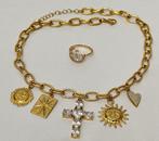 Religieuze set met kruis; Ster van Bethlehem; circonieten. -