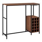 Bartafel Trøndelag met wijnrek 120x40x105 cm zwart en walnoo, Huis en Inrichting, Verzenden, Nieuw