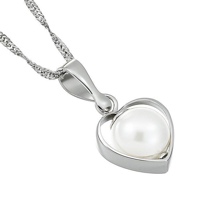 Ketting met hanger - 18 karaat Witgoud - Parel, Sieraden, Tassen en Uiterlijk, Antieke sieraden