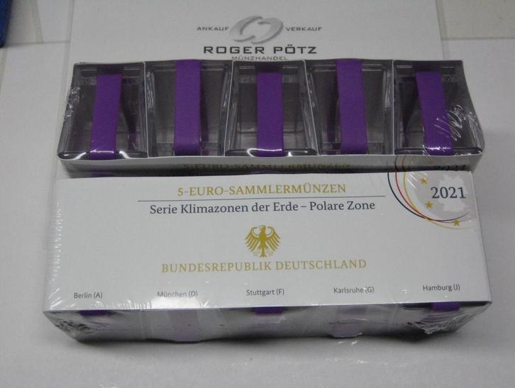 25 Euro 2021 Brd 5 x 5 Euro Pp polare Zone mit violettem..., Postzegels en Munten, Munten | Europa | Euromunten, Verzenden