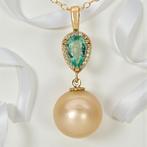 Zonder minimumprijs - Hanger - 14 karaat Geel goud Smaragd -, Sieraden, Tassen en Uiterlijk, Antieke sieraden