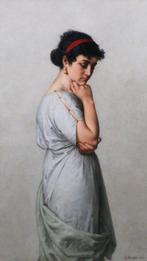 Emmanuel Benner (1836-1896) - Reverie, portrait of a pensive, Antiek en Kunst, Kunst | Schilderijen | Klassiek