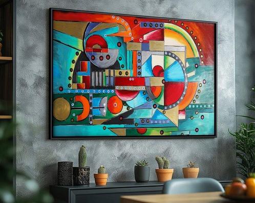 Ksavera - Cubism A1338 - abstract painting on XXL canvas, Antiek en Kunst, Kunst | Schilderijen | Modern