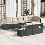 vidaXL Tuin Sofa Set 9 pcs Zwart, wit, Tuin en Terras, Verzenden, Nieuw, Rotan