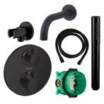 Badkraanset Hansgrohe Ecostat Rond met Handdouche Zwart, Ophalen of Verzenden, Nieuw, Kraan