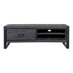 Tv-meubel Mangohout Kelvin 130 Zwart, 100 tot 150 cm, Verzenden, Nieuw, Minder dan 100 cm