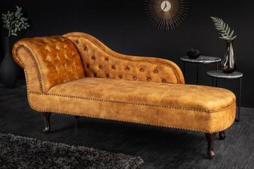 Design chaise longue CHESTERFIELD 170cm mosterdgeel fluwelen beschikbaar voor biedingen