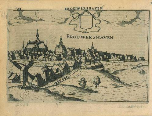 Zicht op Brouwershaven, Antiek en Kunst, Kunst | Etsen en Gravures