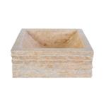 Waskom BWS Stone Vierkant 40x40x15 cm Natuursteen Creme, Ophalen of Verzenden, Nieuw