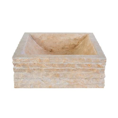 Waskom BWS Stone Vierkant 40x40x15 cm Natuursteen Creme, Doe-het-zelf en Verbouw, Sanitair, Ophalen of Verzenden