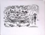 Pentekening Amerika - Obama ervaring (lijst optie), Antiek en Kunst, Kunst | Tekeningen en Foto's, Verzenden