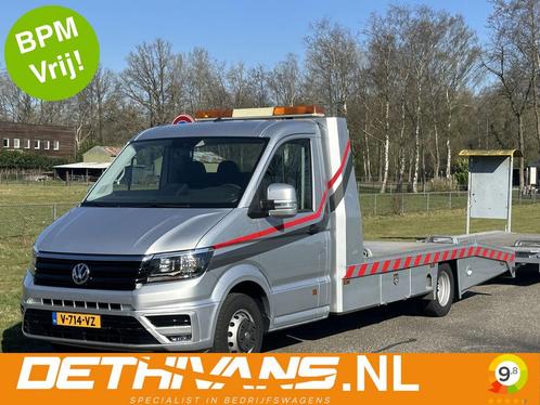 Volkswagen Crafter 50 2.0TDI 177PK Oprijwagen Tijhof AluLine, Auto's, Bestelauto's, Onderhoudsboekje, Lease, Zwart, Handgeschakeld